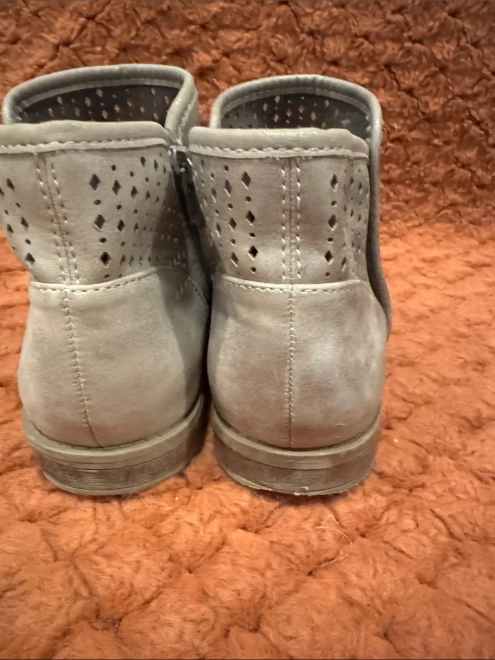 Kids Cat & Jack Silver Gray Perforated Ankle Boots